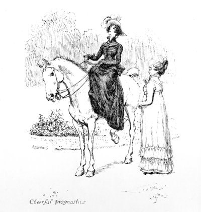 &39;Prognósticos alegres&39;, ilustração de &39;Pride und Prejudice&39; de Jane Austen, edição publicada em 1894 de Hugh Thomson
